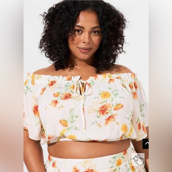 Torrid sz 4 Maxi Washable Gauze Off Shoulder Split Skirt Set NWT - Picture 2 of 8